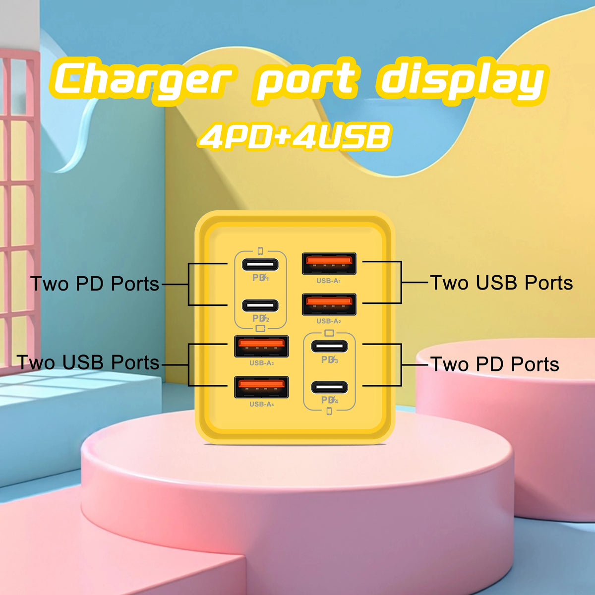 8 in 1 GaN USB C Desktop Charger 240W Fast Charge Phone Adapter Type C Cable For iPhone Samsung Xiaomi EU/US/UK Plug Charger