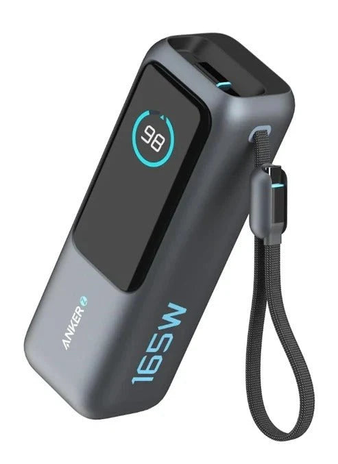 Anker Power Bank 25K 165W with Built-In and Retractable Cables - Black