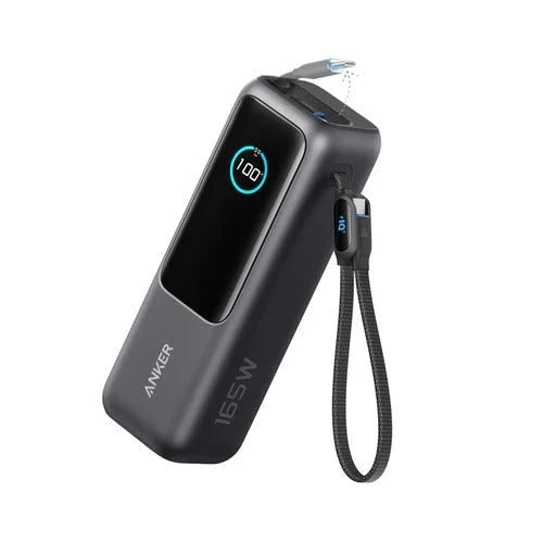 Anker Power Bank 25K 165W with Built-In and Retractable Cables - Black